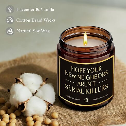 House Warming Candle Gifts for New Homeowner Women Men, Hope You New Neighbors Aren't Serial Killers, Funny New Home Candles Gift for Neighbor Couple Friend Sister, Unique Moving Away candle-19 in Saudi Arabia