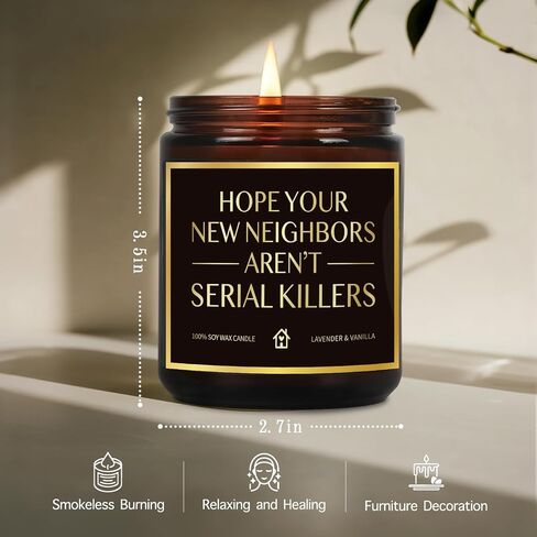 House Warming Candle Gifts for New Homeowner Women Men, Hope You New Neighbors Aren't Serial Killers, Funny New Home Candles Gift for Neighbor Couple Friend Sister, Unique Moving Away candle-19 in Saudi Arabia