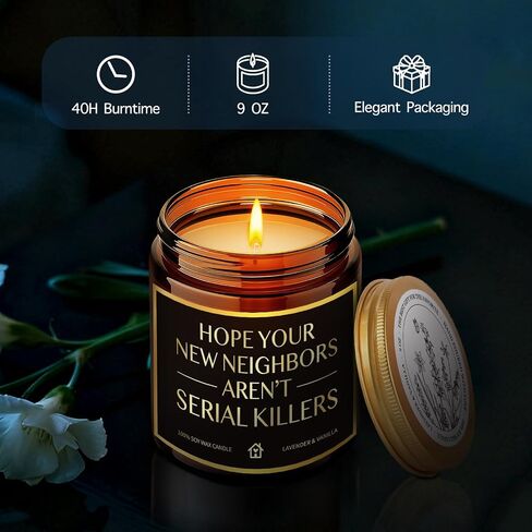 House Warming Candle Gifts for New Homeowner Women Men, Hope You New Neighbors Aren't Serial Killers, Funny New Home Candles Gift for Neighbor Couple Friend Sister, Unique Moving Away candle-19 in Saudi Arabia