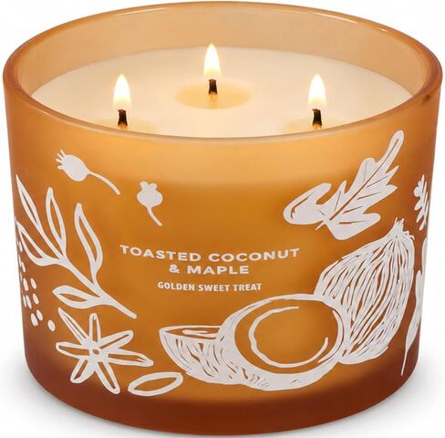 Toasted Coconut Maple Scented Candle | Large 3 Wick Scented Soy Candle for Home | 14.5oz Warm Sweet Nutty Candle | Maple Hazelnut Candles | Long Lasting Clean Burn | Gift for Women & Men in Saudi Arabia