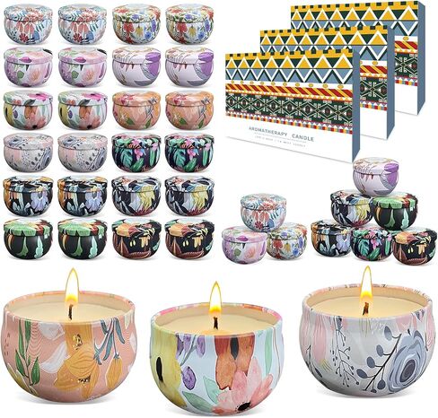 36 Packs Scented Candles Gift Set, Fragrances Candle for Women, 2.5 OZ Portable Jar Candle for for Spa, Yoga, Bath, Aromatherapy, Stress Relief, Floral Pattern in Kuwait