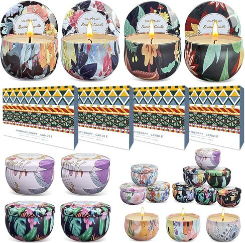 36 Packs Scented Candles Gift Set, Fragrances Candle for Women, 2.5 OZ Portable Jar Candle for for Spa, Yoga, Bath, Aromatherapy, Stress Relief, Floral Pattern in Kuwait