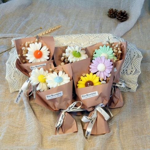 Chamomile Flower-Shape Scented Candles,4 Pack Daisy Blossom Soy Wax Aroma Aesthetic Decorative Candle for Home,Wedding,Gifts,Photo Props,Long-Lasting Smokeless in Kuwait