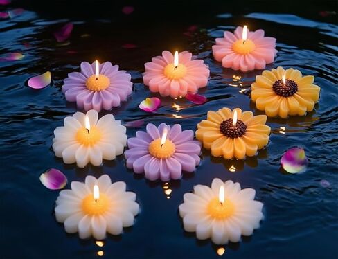 Chamomile Flower-Shape Scented Candles,4 Pack Daisy Blossom Soy Wax Aroma Aesthetic Decorative Candle for Home,Wedding,Gifts,Photo Props,Long-Lasting Smokeless in Kuwait
