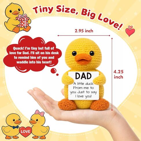 Crochet Animals Duck Dad Fathers Day Card Gifts I Love You,Birthday Dad Gifts from Daughter Son Wife,Step First Time Bonus New Daddy Father in Law Papa Gift for Dads in Saudi Arabia