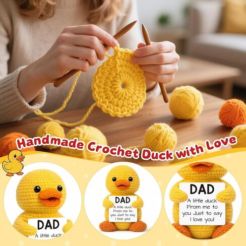 Crochet Animals Duck Dad Fathers Day Card Gifts I Love You,Birthday Dad Gifts from Daughter Son Wife,Step First Time Bonus New Daddy Father in Law Papa Gift for Dads in Saudi Arabia