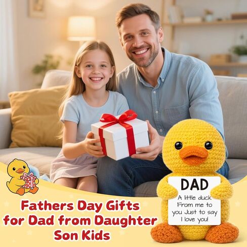 Crochet Animals Duck Dad Fathers Day Card Gifts I Love You,Birthday Dad Gifts from Daughter Son Wife,Step First Time Bonus New Daddy Father in Law Papa Gift for Dads in Saudi Arabia