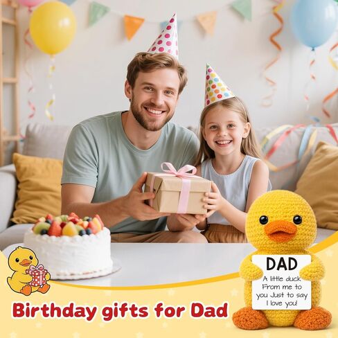 Crochet Animals Duck Dad Fathers Day Card Gifts I Love You,Birthday Dad Gifts from Daughter Son Wife,Step First Time Bonus New Daddy Father in Law Papa Gift for Dads in Saudi Arabia