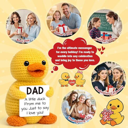 Crochet Animals Duck Dad Fathers Day Card Gifts I Love You,Birthday Dad Gifts from Daughter Son Wife,Step First Time Bonus New Daddy Father in Law Papa Gift for Dads in Saudi Arabia