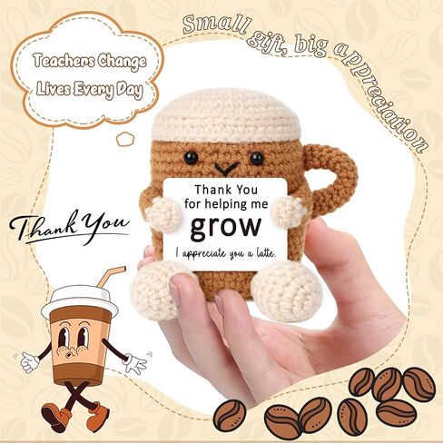Mini Thank You Gifts for Women Men Boss Coworker Teacher Handmade Positive Crochet Coffee Appreciation Birthday Retirement Farewell Gifts for Mentor Team Leaders Supervisors Managers Work Bestie in Saudi Arabia