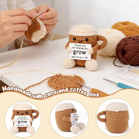 Mini Thank You Gifts for Women Men Boss Coworker Teacher Handmade Positive Crochet Coffee Appreciation Birthday Retirement Farewell Gifts for Mentor Team Leaders Supervisors Managers Work Bestie in Saudi Arabia