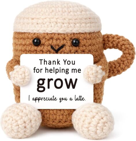 Mini Thank You Gifts for Women Men Boss Coworker Teacher Handmade Positive Crochet Coffee Appreciation Birthday Retirement Farewell Gifts for Mentor Team Leaders Supervisors Managers Work Bestie in Saudi Arabia