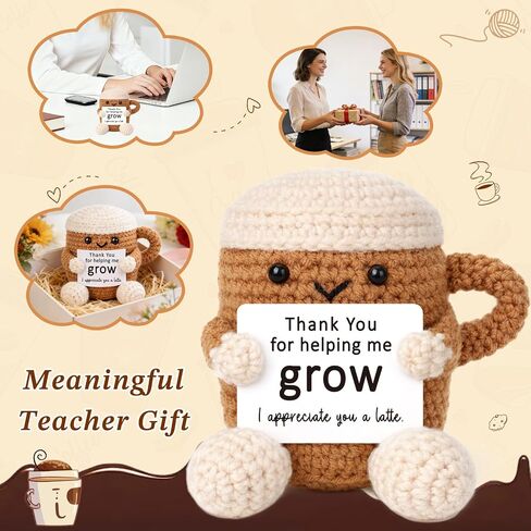 Mini Thank You Gifts for Women Men Boss Coworker Teacher Handmade Positive Crochet Coffee Appreciation Birthday Retirement Farewell Gifts for Mentor Team Leaders Supervisors Managers Work Bestie in Saudi Arabia