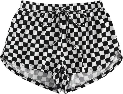 SOLY HUX Women's Plaid Checkered Shorts Tie Front Elastic Waist Summer Casual Track Shorts in Kuwait