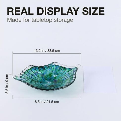 WUBIANJIE Leaf Tray Decorative Small Bowl, Hand Blown Glass Catchall Dish for Tabletop Storage, Single Glass Bowl for Keys Jewelry Coffee Table Entryway Shelf Living Room Decor in Saudi Arabia