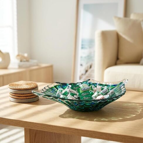WUBIANJIE Leaf Tray Decorative Small Bowl, Hand Blown Glass Catchall Dish for Tabletop Storage, Single Glass Bowl for Keys Jewelry Coffee Table Entryway Shelf Living Room Decor in Saudi Arabia