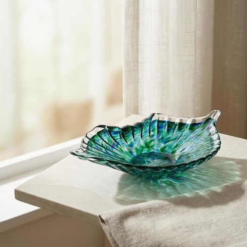 WUBIANJIE Leaf Tray Decorative Small Bowl, Hand Blown Glass Catchall Dish for Tabletop Storage, Single Glass Bowl for Keys Jewelry Coffee Table Entryway Shelf Living Room Decor in Saudi Arabia