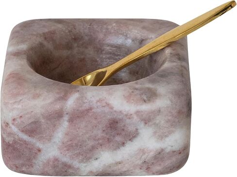 Bloomingville Marble Bowl with Brass Spoon, Pink in Kuwait