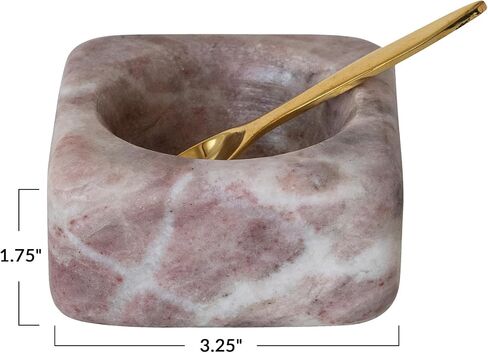 Bloomingville Marble Bowl with Brass Spoon, Pink in Kuwait