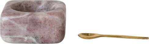 Bloomingville Marble Bowl with Brass Spoon, Pink in Kuwait
