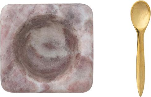 Bloomingville Marble Bowl with Brass Spoon, Pink in Kuwait