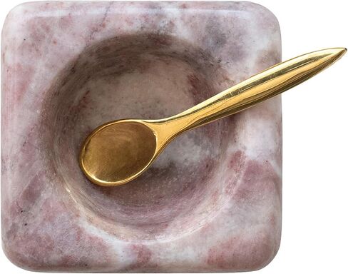 Bloomingville Marble Bowl with Brass Spoon, Pink in Kuwait