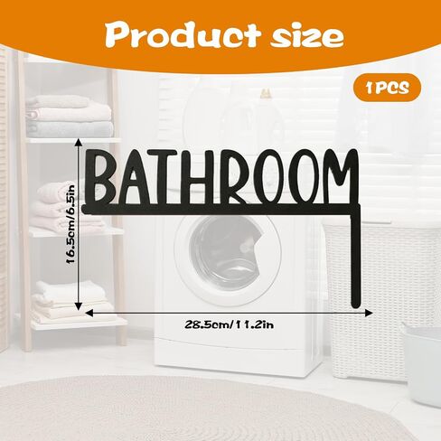 Wooden Bathroom Door Topper, Bathroom Door Signs Black Bathrooms Sign Minimalist Home Frame Ornament for Home Bathrooms Restroom (Right) in Kuwait