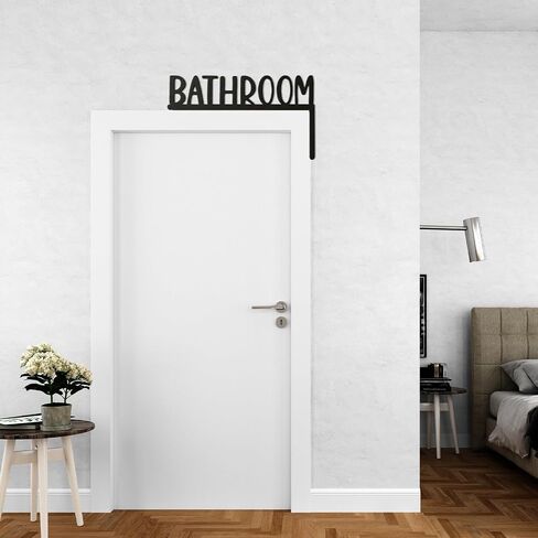 Wooden Bathroom Door Topper, Bathroom Door Signs Black Bathrooms Sign Minimalist Home Frame Ornament for Home Bathrooms Restroom (Right) in Kuwait