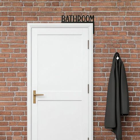 Wooden Bathroom Door Topper, Bathroom Door Signs Black Bathrooms Sign Minimalist Home Frame Ornament for Home Bathrooms Restroom (Right) in Kuwait