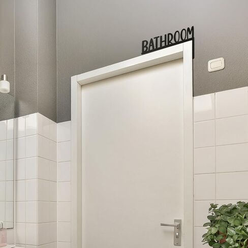 Wooden Bathroom Door Topper, Bathroom Door Signs Black Bathrooms Sign Minimalist Home Frame Ornament for Home Bathrooms Restroom (Right) in Kuwait