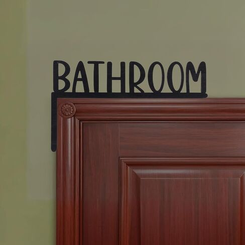 Wooden Bathroom Door Topper, Bathroom Door Signs Black Bathrooms Sign Minimalist Home Frame Ornament for Home Bathrooms Restroom (Right) in Kuwait
