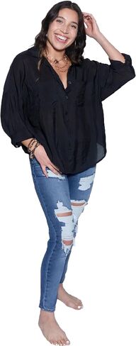 Katia Designs The Goddess Shirt - Elegant Button-Down Shirt with Classic Collar, Rolled Sleeves, and Layered Necklaces in Saudi Arabia
