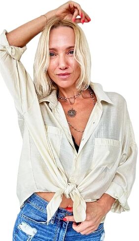 Katia Designs The Goddess Shirt - Elegant Button-Down Shirt with Classic Collar, Rolled Sleeves, and Layered Necklaces in Saudi Arabia