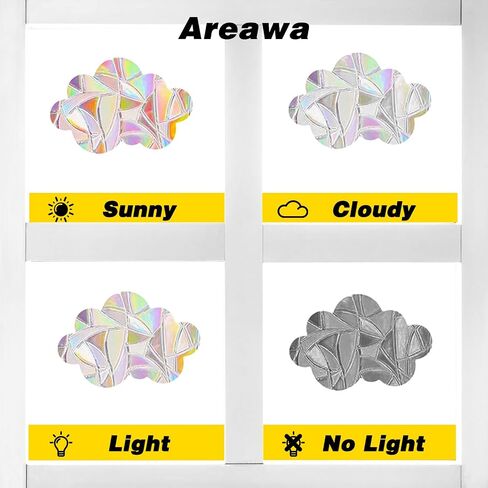 24 Pcs Rainbow Clouds Window Decals to Prevent Bird Strikes Cloud Window Clings Strike Prevention Anti Collision Windows Stickers for Home Decor Glass Suncatcher Sticker for Glass Doors Windows in Saudi Arabia