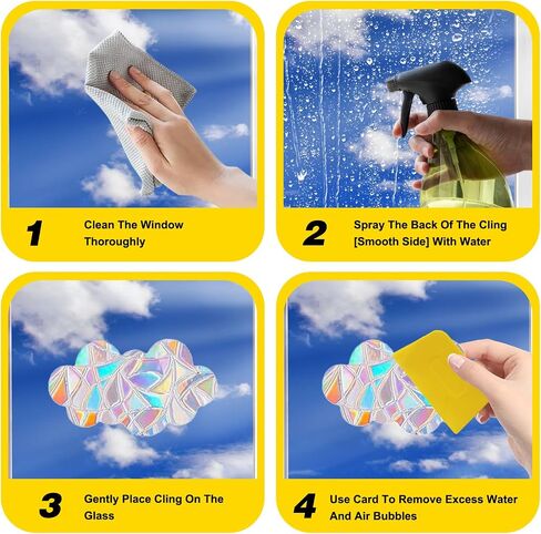 24 Pcs Rainbow Clouds Window Decals to Prevent Bird Strikes Cloud Window Clings Strike Prevention Anti Collision Windows Stickers for Home Decor Glass Suncatcher Sticker for Glass Doors Windows in Saudi Arabia