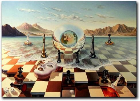 Salvador Dali Wall Art Dalí Chess Mask on the Sea Framed Painting Canvas Art For Bedroom Livingroom Decoration Ready to Hang in Saudi Arabia