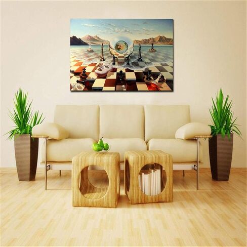 Salvador Dali Wall Art Dalí Chess Mask on the Sea Framed Painting Canvas Art For Bedroom Livingroom Decoration Ready to Hang in Saudi Arabia