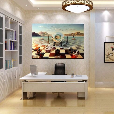 Salvador Dali Wall Art Dalí Chess Mask on the Sea Framed Painting Canvas Art For Bedroom Livingroom Decoration Ready to Hang in Saudi Arabia