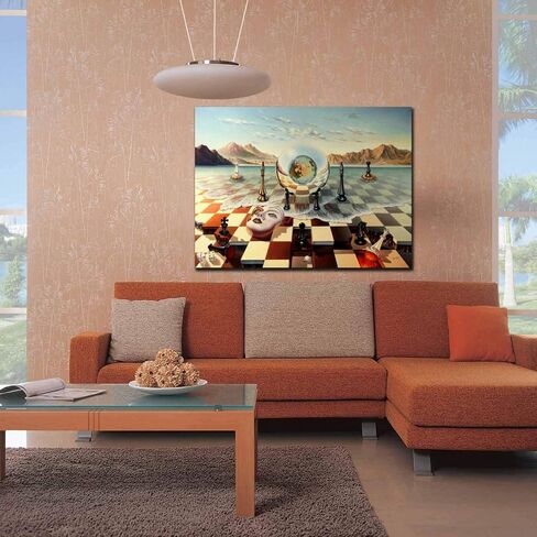 Salvador Dali Wall Art Dalí Chess Mask on the Sea Framed Painting Canvas Art For Bedroom Livingroom Decoration Ready to Hang in Saudi Arabia