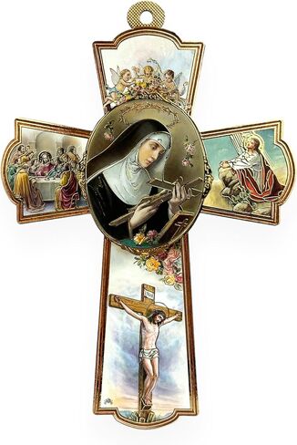 Saint St Rita of Cascia 8 Inches Wood Wall Cross Religious Gift in Saudi Arabia