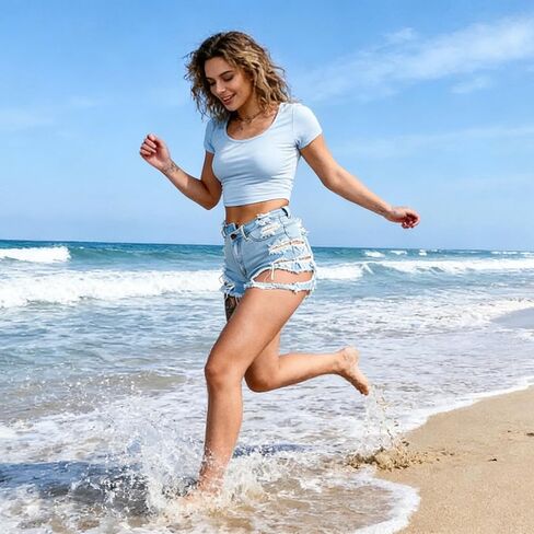 Women's Ripped Shorts, High Waisted Distressed Frayed Hem Denim Shorts, Retro Vintage Washed Fashion Sexy Hot Pants Shorts in Kuwait