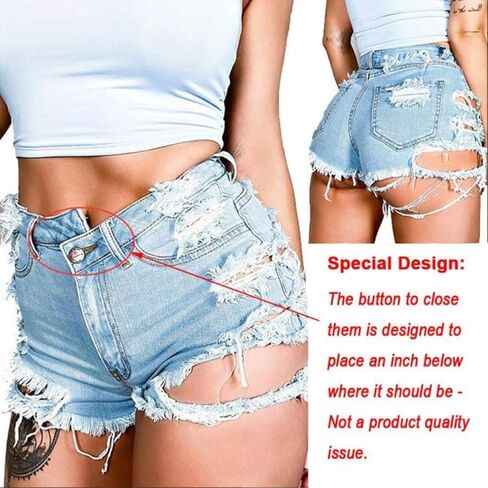 Women's Ripped Shorts, High Waisted Distressed Frayed Hem Denim Shorts, Retro Vintage Washed Fashion Sexy Hot Pants Shorts in Kuwait