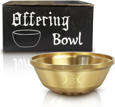 Triplemoon Offering Bowl Small Brass Bowl for Ritual, Wicca, Altar, Witch, Pagan, Decoration, 3.5 Inch Gold Incense Burner in Saudi Arabia