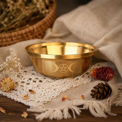 Triplemoon Offering Bowl Small Brass Bowl for Ritual, Wicca, Altar, Witch, Pagan, Decoration, 3.5 Inch Gold Incense Burner in Saudi Arabia