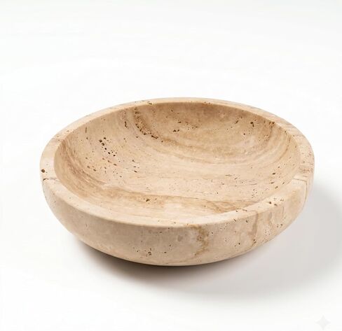 Natural Marble Travertine Decorative Bowl: 7.8" Honed Yellow Stone Catch All Bowl for Keys Entryway Table - Organic Modern Centerpiece Key Dish for Coffee Table Decor, Bedside Ring Jewelry Holder Tray in Saudi Arabia