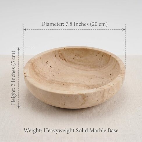 Natural Marble Travertine Decorative Bowl: 7.8" Honed Yellow Stone Catch All Bowl for Keys Entryway Table - Organic Modern Centerpiece Key Dish for Coffee Table Decor, Bedside Ring Jewelry Holder Tray in Saudi Arabia
