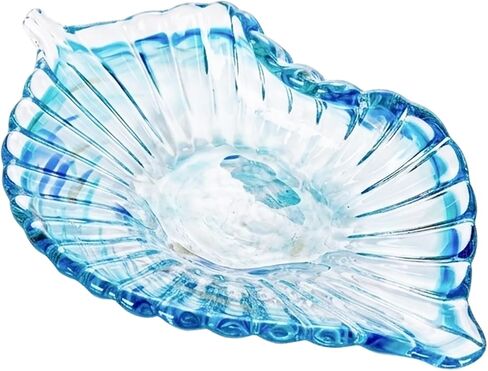 Hand Blown Glass Seashell Fruit Bowl,Gradient Decorative Glass Bowl for Kitchen Countertop,Coastal Seashell Serving Tray for Fruit Snacks,Art Table Centerpiece for Beach House Kitchen Decor (Teal) in Kuwait