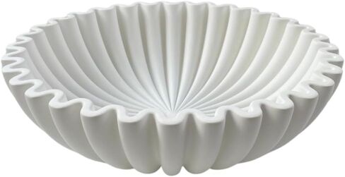 Resin Decorative Bowl with Scalloped Ruffle Design – Elegant White Home Decor Accent for Living Room, Dining Table, or Coffee Table Display (1 Piece, Lightweight & Easy to Clean) in Kuwait