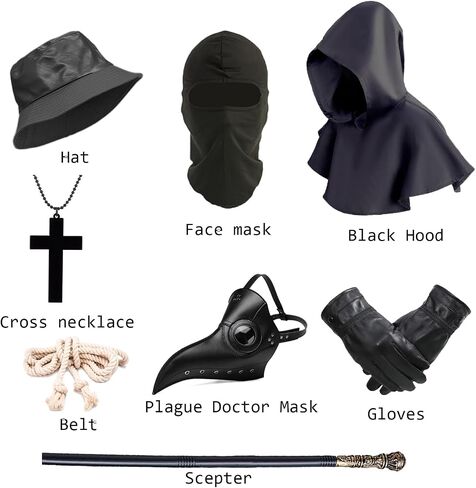 Adult Plague Doctor Costume Men Halloween Medival Steampunk Leatherface Costume with Mask Cane Hat Gloves Belt in Saudi Arabia