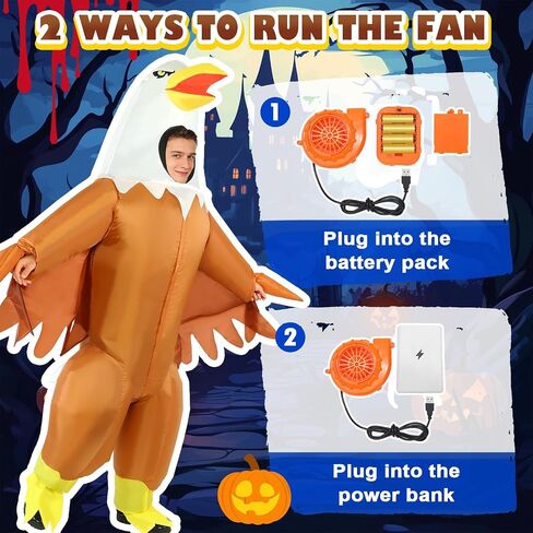 Inflatable Bald Eagle Costume for Adult, 4th of July Funny Eagle Mascot Costume Blow Up Patriotic Outfit for Independence Day Parade Halloween Party in Saudi Arabia